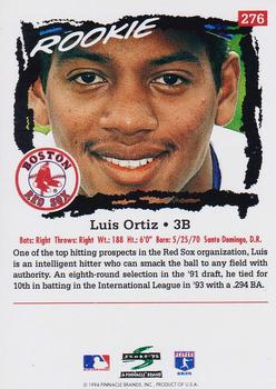 1995 Score #276 Luis Ortiz Back