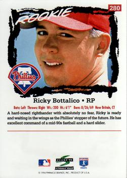 1995 Score #280 Ricky Bottalico Back