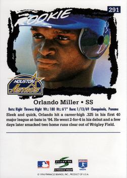 1995 Score #291 Orlando Miller Back