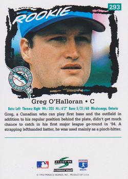 1995 Score #293 Greg O'Halloran Back