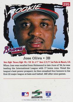 1995 Score #295 Jose Oliva Back