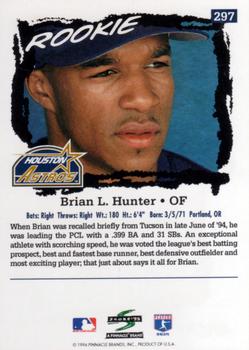 1995 Score #297 Brian L. Hunter Back