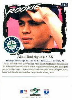 1995 Score #312 Alex Rodriguez Back