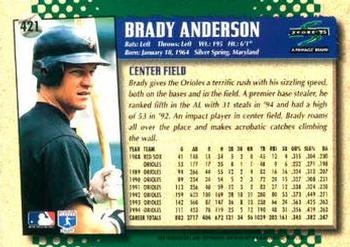 1995 Score #421 Brady Anderson Back