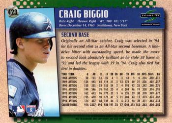 1995 Score #423 Craig Biggio Back