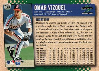 1995 Score #429 Omar Vizquel Back