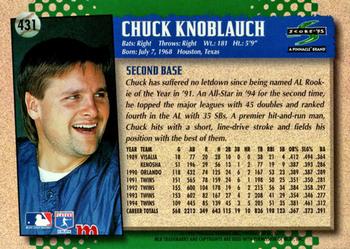 1995 Score #431 Chuck Knoblauch Back
