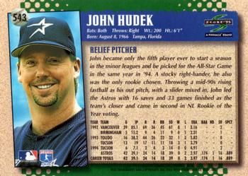 1995 Score #543 John Hudek Back