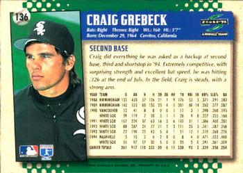 1995 Score #136 Craig Grebeck Back