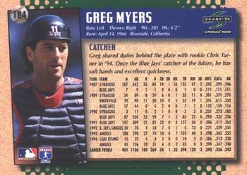 1995 Score #184 Greg Myers Back