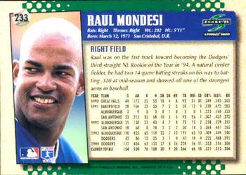 1995 Score #233 Raul Mondesi Back