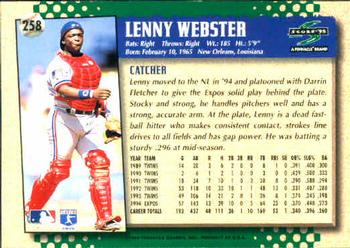 1995 Score #258 Lenny Webster Back