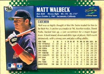 1995 Score #265 Matt Walbeck Back