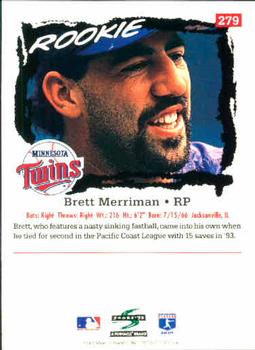 1995 Score #279 Brett Merriman Back