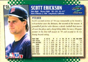 1995 Score #27 Scott Erickson Back