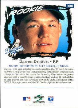 1995 Score #300 Darren Dreifort Back