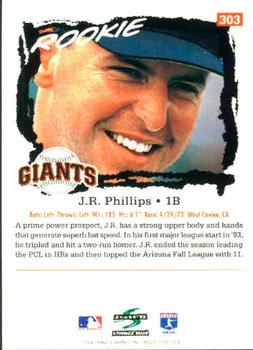 1995 Score #303 J.R. Phillips Back