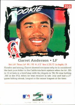 1995 Score #310 Garret Anderson Back