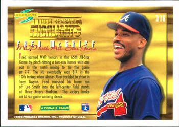 1995 Score #316 Fred McGriff Back
