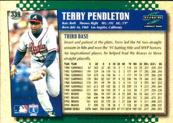 1995 Score #339 Terry Pendleton Back
