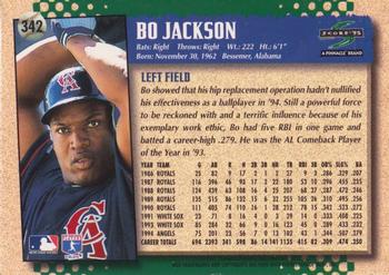 1995 Score #342 Bo Jackson Back