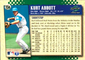 1995 Score #358 Kurt Abbott Back