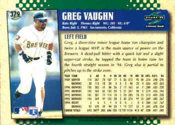 1995 Score #379 Greg Vaughn Back