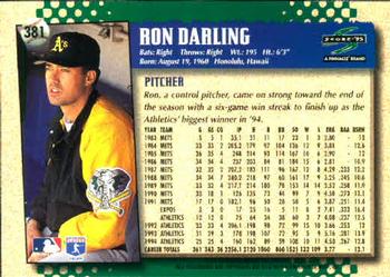 1995 Score #381 Ron Darling Back