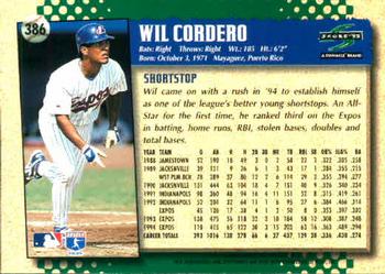 1995 Score #386 Wil Cordero Back