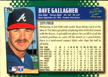 1995 Score #390 Dave Gallagher Back