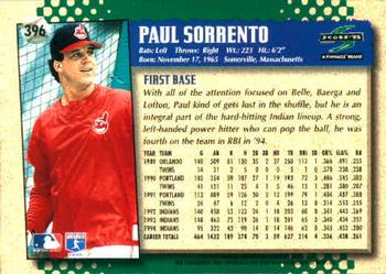 1995 Score #396 Paul Sorrento Back