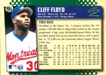1995 Score #401 Cliff Floyd Back
