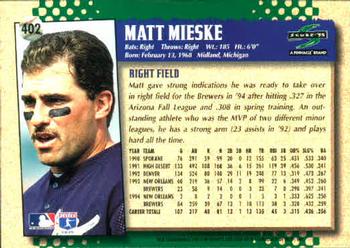 1995 Score #402 Matt Mieske Back