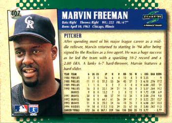 1995 Score #407 Marvin Freeman Back