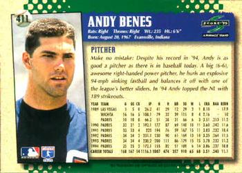 1995 Score #411 Andy Benes Back