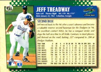 1995 Score #451 Jeff Treadway Back