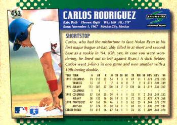 1995 Score #453 Carlos Rodriguez Back