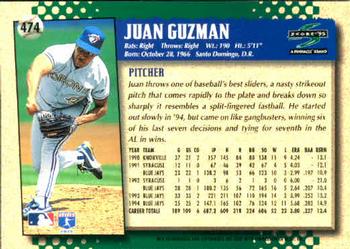 1995 Score #474 Juan Guzman Back