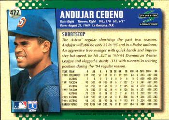 1995 Score #477 Andujar Cedeno Back