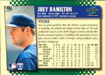 1995 Score #482 Joey Hamilton Back
