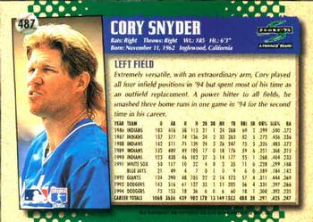 1995 Score #487 Cory Snyder Back