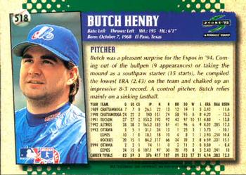1995 Score #518 Butch Henry Back