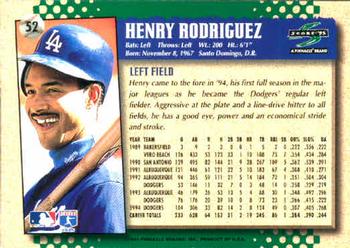 1995 Score #52 Henry Rodriguez Back