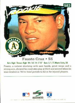 1995 Score #583 Fausto Cruz Back