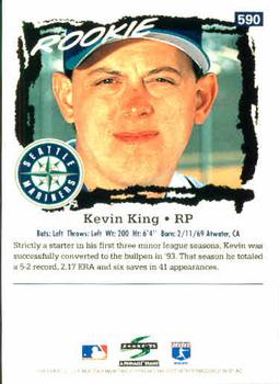 1995 Score #590 Kevin King Back
