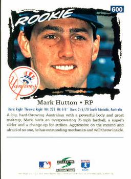 1995 Score #600 Mark Hutton Back