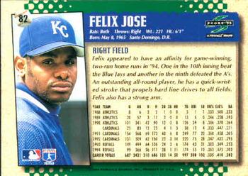 1995 Score #82 Felix Jose Back