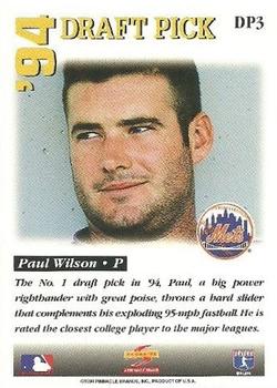 1995 Score - '94 Draft Picks #DP3 Paul Wilson Back