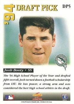 1995 Score - '94 Draft Picks #DP5 Josh Booty Back