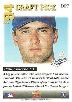 1995 Score - '94 Draft Picks #DP7 Paul Konerko Back